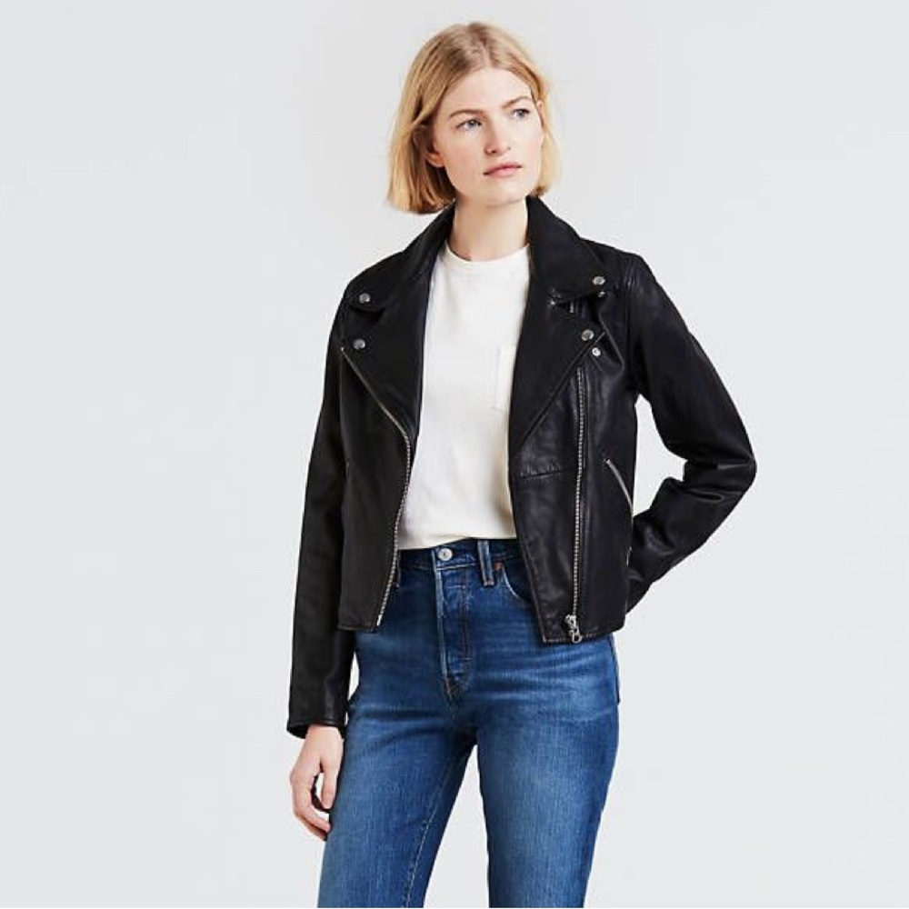 Levi's Women's Black Leather Jacket - Picture 1 of 8